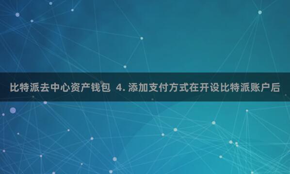 比特派去中心资产钱包  4. 添加支付方式在开设比特派账户后